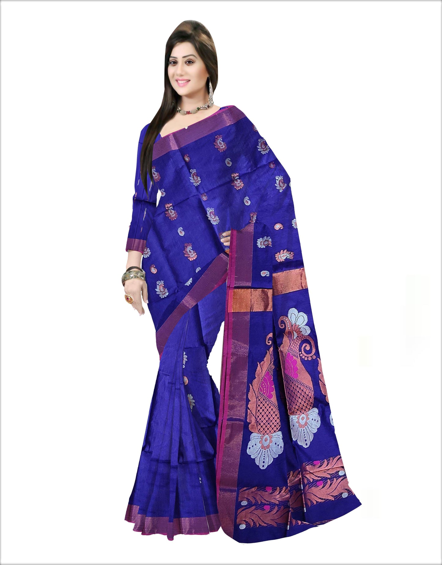 Pradip Fabrics Woven Blue color Soft Handloom Saree