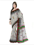 Pradip Fabrics Woven White , Red  & Black color Pure Soft Tissue Handloom Saree