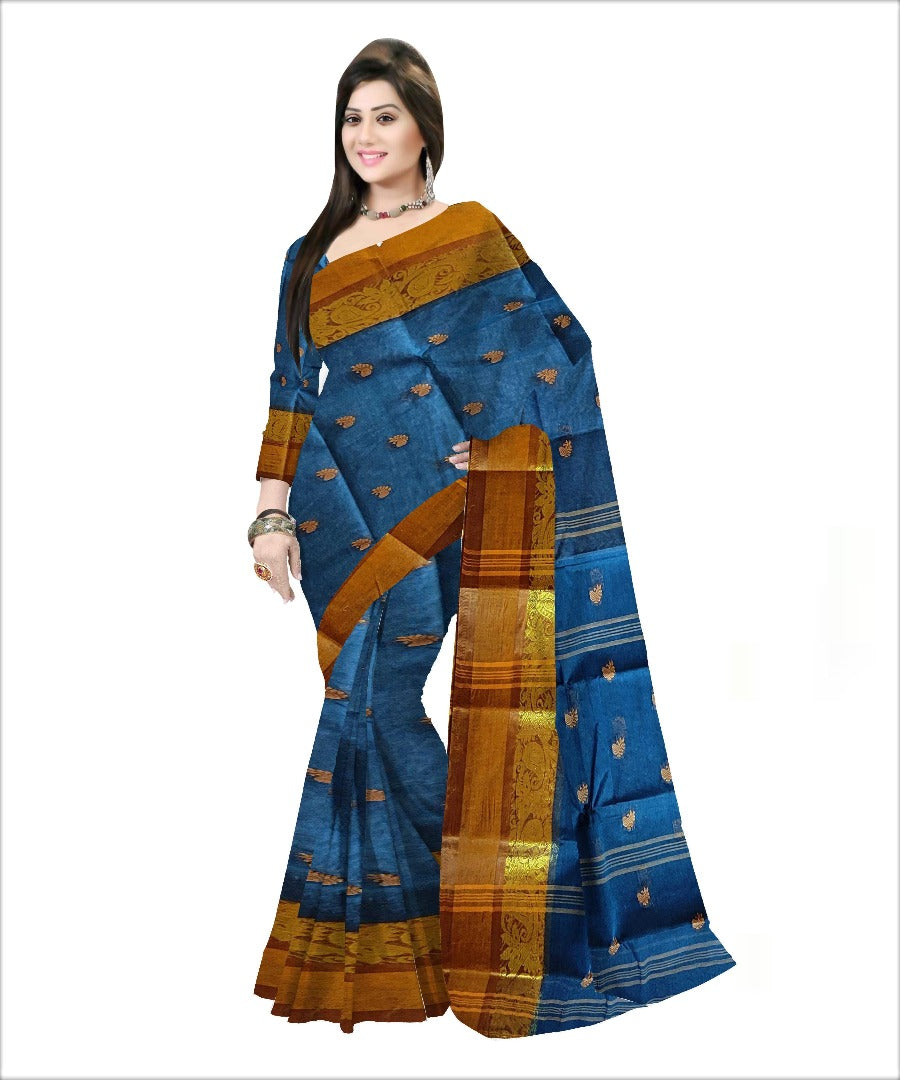 Pradip Fabrics Woven Blue color  Pure Tant cotton  Saree