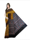 Pradip Fabrics Woven Yellow  and Black  Color Pure  Soft Viscous Print  Handloom Saree