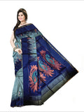 Pradip Fabrics Woven Grey and Blue color Soft Handloom Saree
