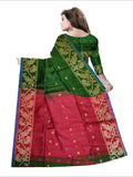Pradip Fabrics Woven Dark Green and Red Color Soft Handloom Saree