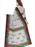 Pradip Fabrics Woven White , Red  & Black color Pure Soft Tissue Handloom Saree