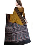 Pradip Fabrics Woven Yellow  and Black  Color Pure  Soft Viscous Print  Handloom Saree