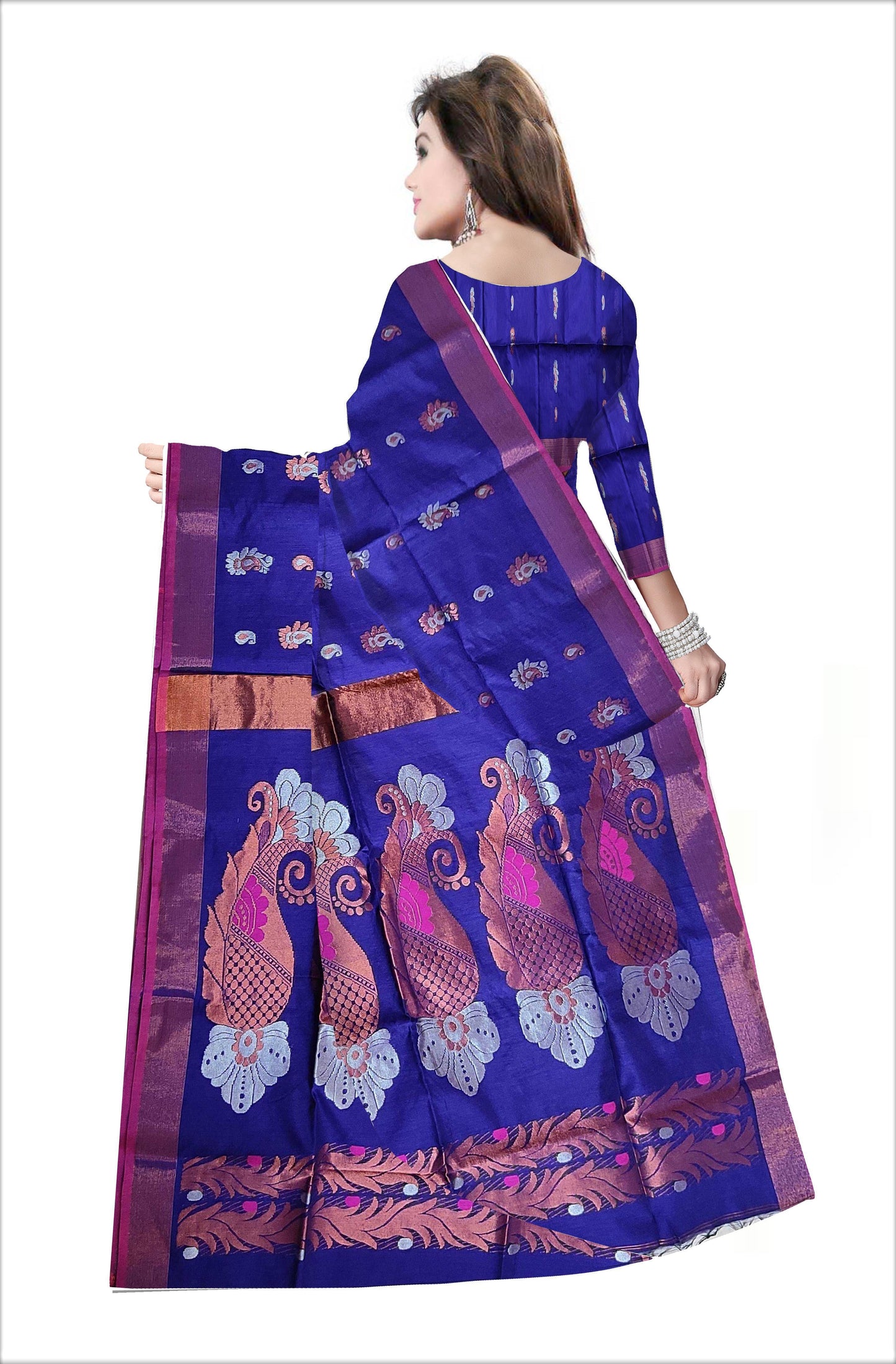 Pradip Fabrics Woven Blue color Soft Handloom Saree