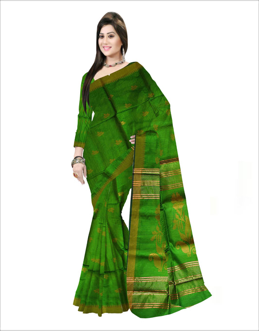 Pradip Fabrics Woven Soft Handloom Green Color Saree