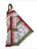 Pradip Fabrics Woven White & Red color Pure Soft Tissue Handloom Saree
