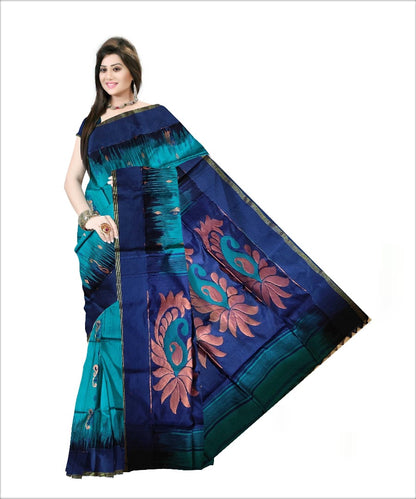 Pradip Fabrics Woven Deep Sea green color Soft Handloom Saree