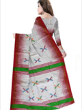 Pradip Fabrics Woven White & Red color Pure Soft Tissue Handloom Saree