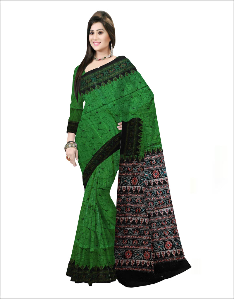 Pradip Fabrics Woven Green and Black  Color Pure  Soft Viscous  Print  Handloom Saree