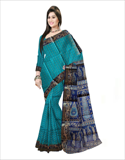 Pradip Fabrics Woven Sea green and Blue color  Pure Silk Saree