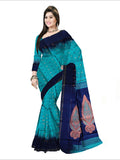 Pradip Fabrics Woven Sea green  and Blue color Soft Handloom Saree