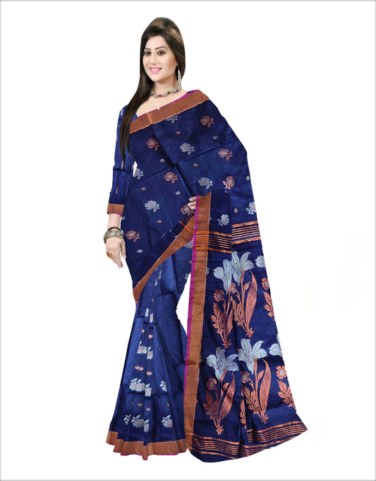 Pradip Fabrics Woven Blue Color Soft Handloom Saree