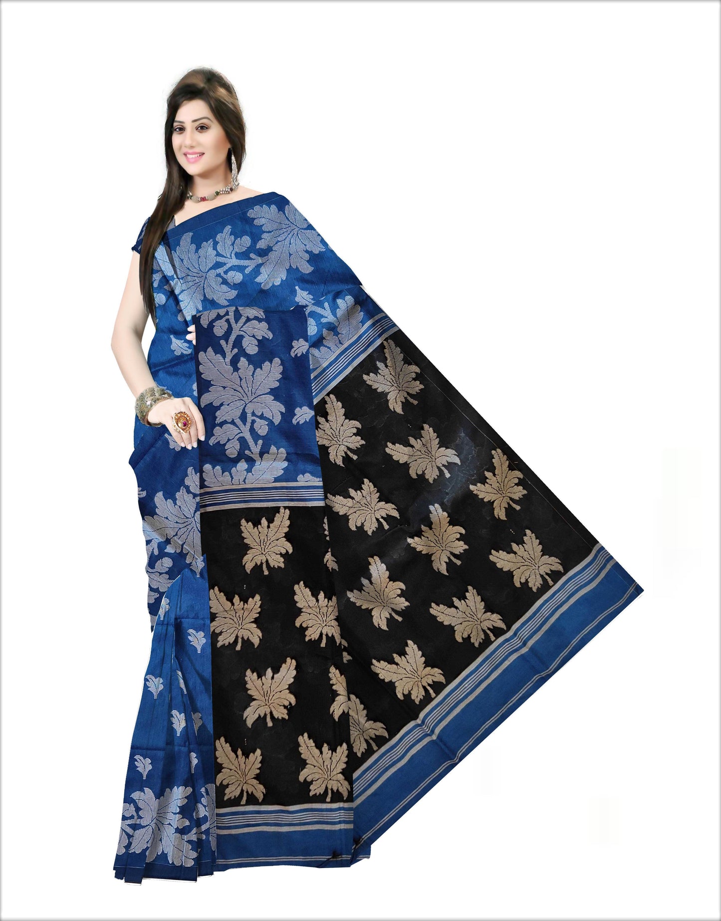 Pradip Fabrics Woven Soft Handloom cotton Light Blue Color Saree