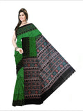 Pradip Fabrics Woven Green and Black  Color Pure  Soft Viscous  Print  Handloom Saree
