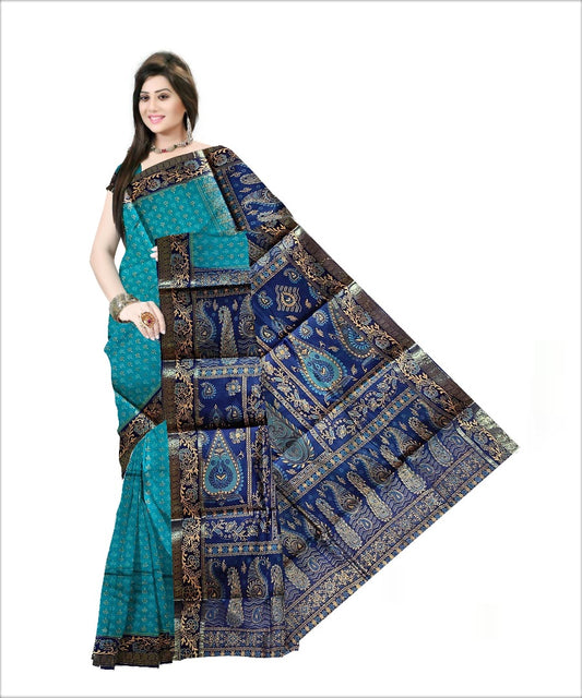 Pradip Fabrics Woven Sea green and Blue color  Pure Silk Saree