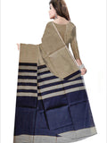 Pradip Fabrics Woven Soft Pure Cotton Handloom Blue & Cream Color Saree