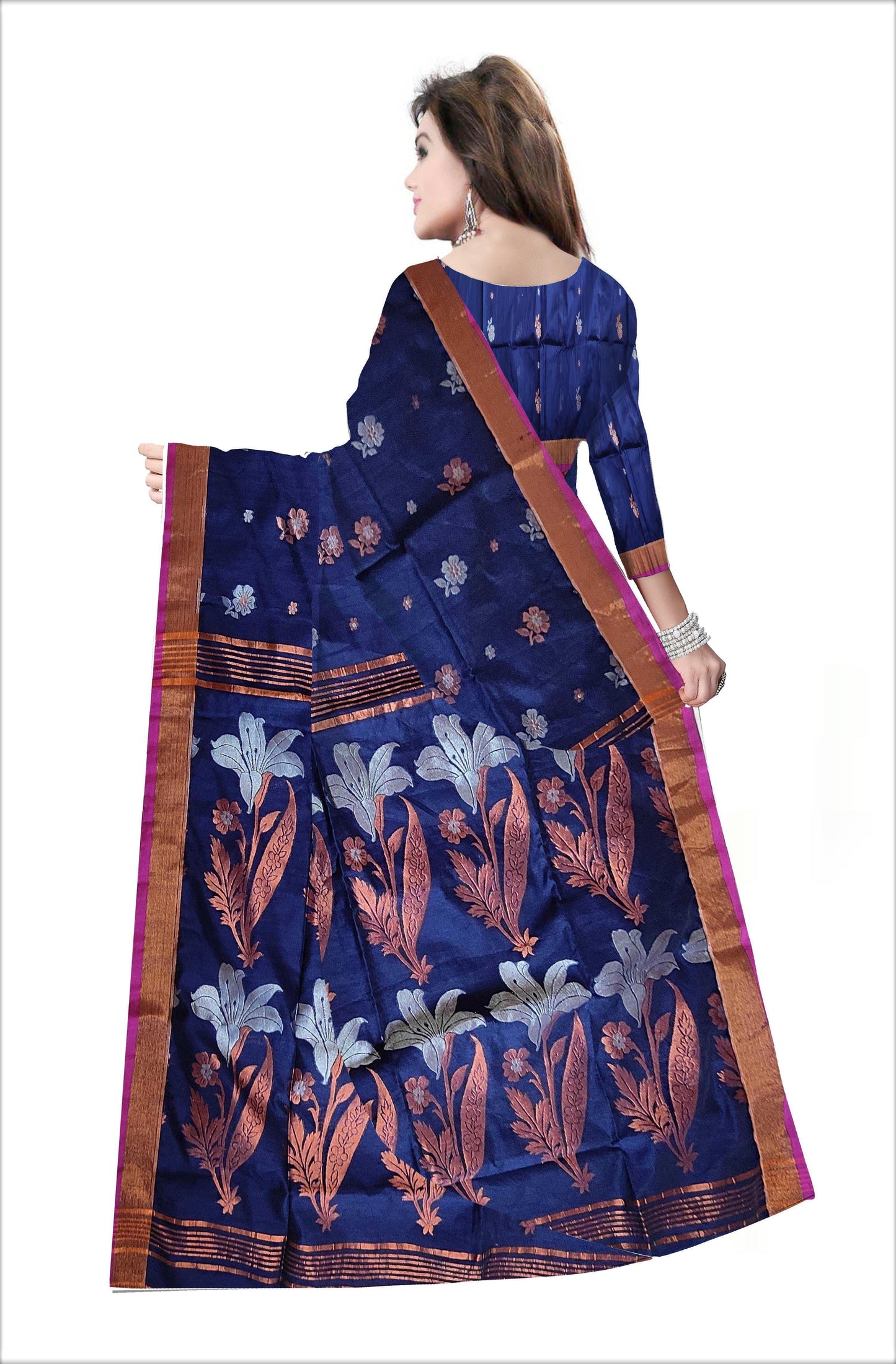 Pradip Fabrics Woven Blue Color Soft Handloom Saree