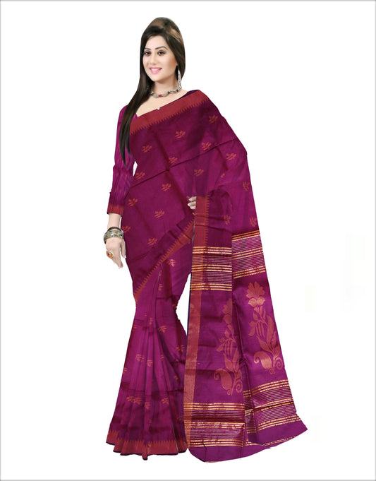 Pradip Fabrics Woven Soft Handloom Purple Color Saree