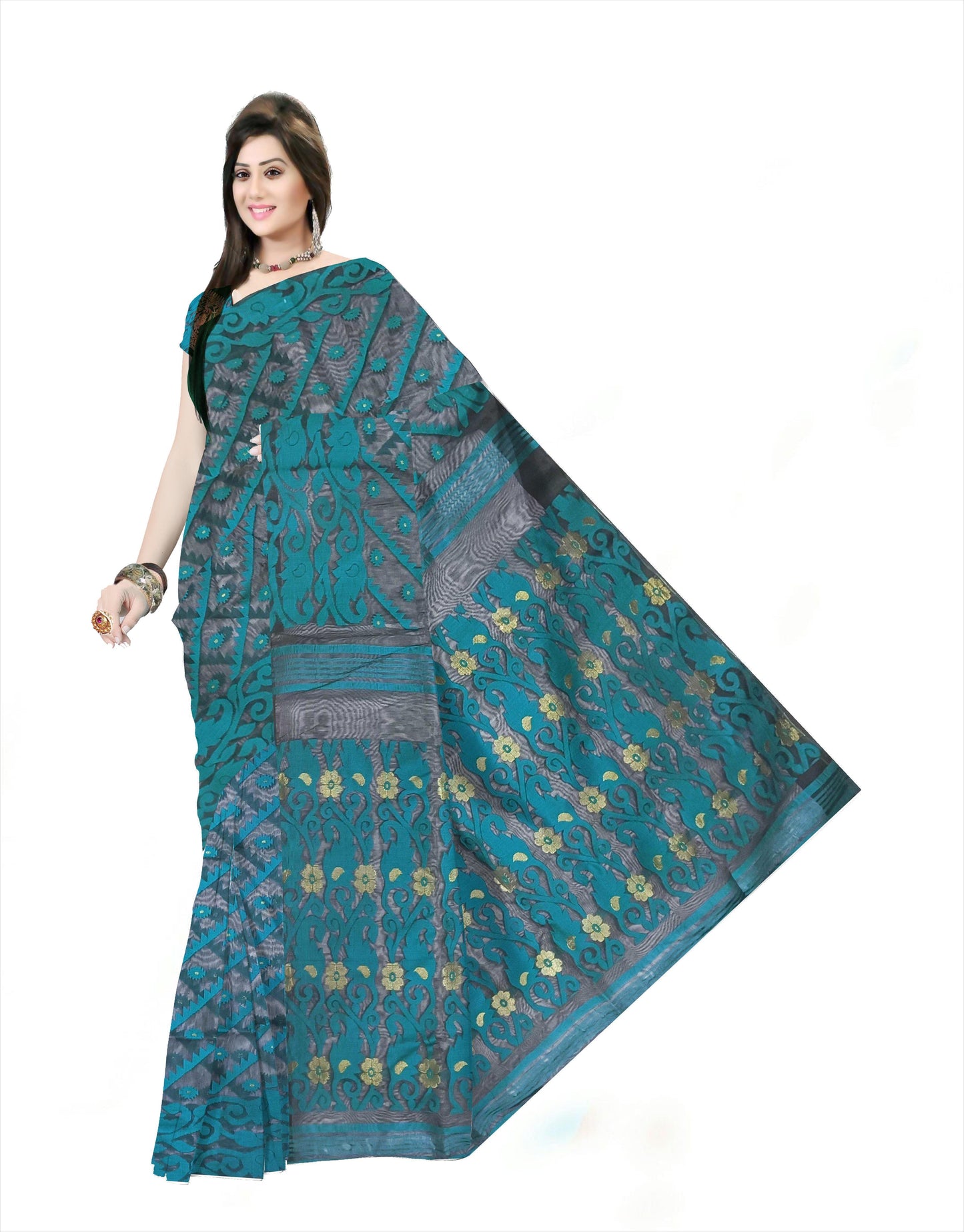 Pradip Fabrics Ethnic Woman's Dhakai Jamdani  Saree