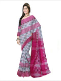 Pradip Fabrics Woven  Pink and white Color Pure  Soft Print  Saree
