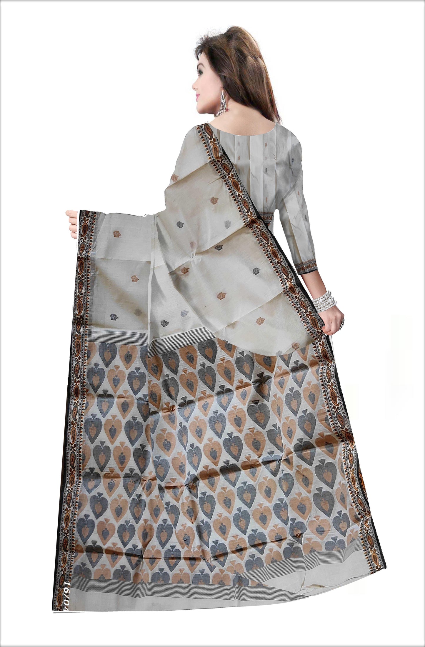Pradip Fabrics Woven White  Color Pure Tant cotton  Saree
