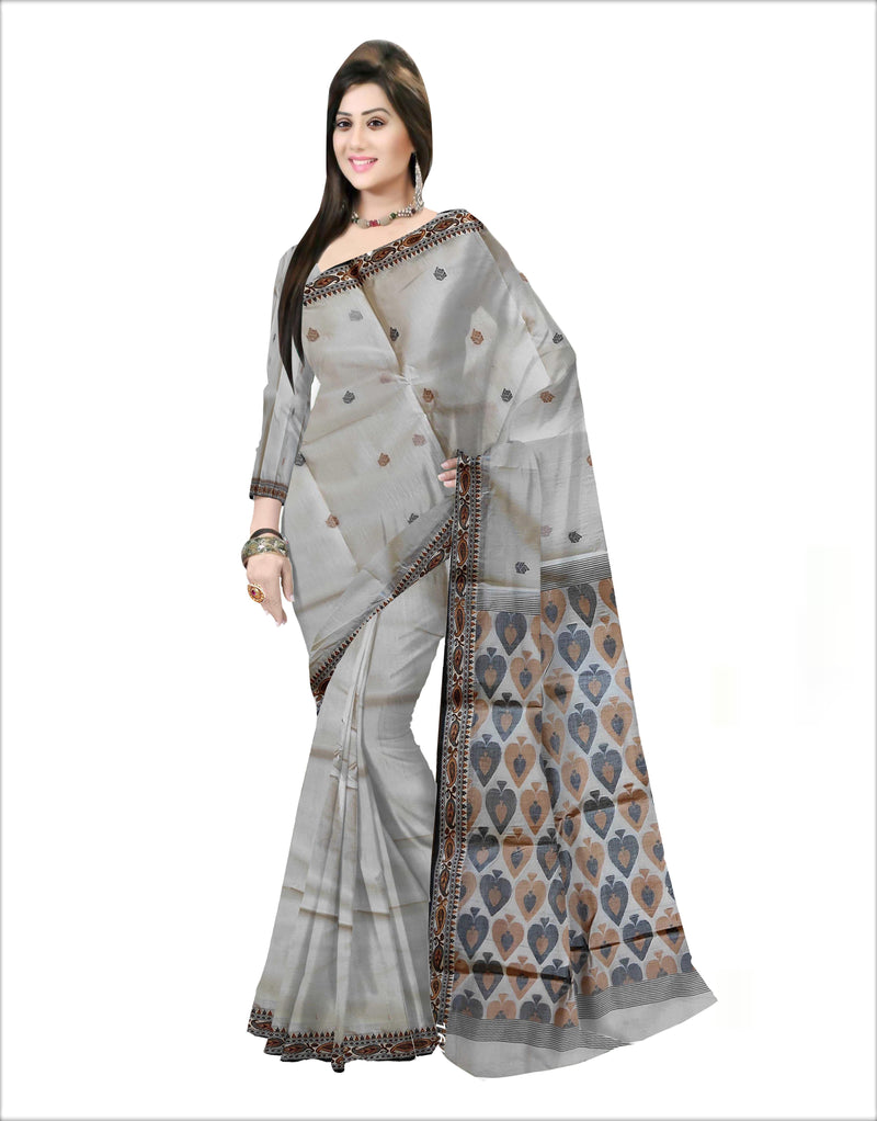 Pradip Fabrics Woven White  Color Pure Tant cotton  Saree