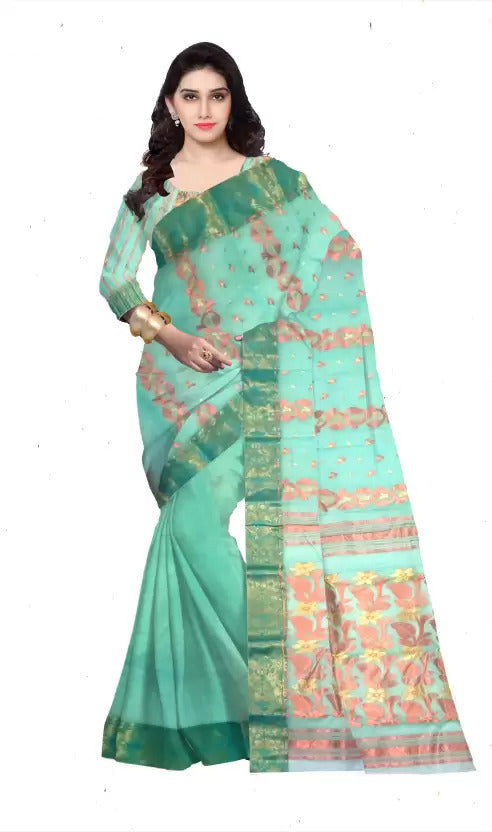 Pradip Fabrics Ethnic Women's Cotton Tant cotton white  Color Saree