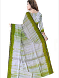 Pradip Fabrics Woven  Green and white Color  Pure viscous Soft Print Handloom Saree
