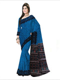 Pradip Fabrics Woven Sky blue and Black  Color Pure  Soft Viscous Print  Handloom Saree