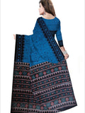 Pradip Fabrics Woven Sky blue and Black  Color Pure  Soft Viscous Print  Handloom Saree
