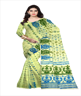 Pradip Fabrics Ethnic Woman's Tant Dhakai Jamdani  Saree