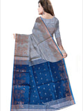 Pradip Fabrics Woven light Grey & Sky Blue color Pure Soft Handloom Saree
