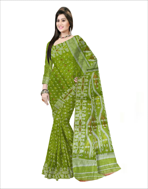 Pradip Fabrics Woven all over Soft  jamdani light green color Saree