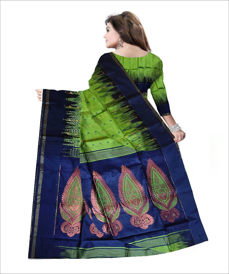 Pradip Fabrics Woven Green and Blue color Soft Handloom Saree