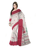 Pradip Fabrics Woven Tant Pure Cotton Saree (white& red )
