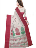 Pradip Fabrics Woven Tant Pure Cotton Saree (white& red )