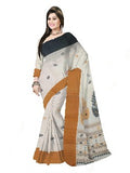 Pradip Fabrics Woven Tant Pure Cotton Saree (white, blue & yellow )
