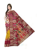 Pradip Fabrics Woven Tant Silk Blend Saree  (Red & Yellow )