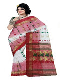 Pradip Fabrics Red and White Tant Silk Blend Saree