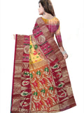 Pradip Fabrics Woven Tant Silk Blend Saree  (Red & Yellow )