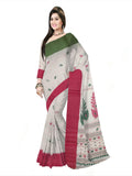 Pradip Fabrics Woven Tant Pure Cotton Saree (Red & green )