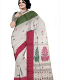 Pradip Fabrics Woven Tant Pure Cotton Saree (Red & green )