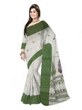 Pradip Fabrics Woven Tant Pure Cotton Saree (white & green )