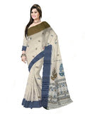 Pradip Fabrics Woven Tant Pure Cotton Saree (Blue & green border)