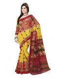Pradip Fabrics Red and Yellow Tant Silk Blend Saree