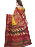 Pradip Fabrics Red and Yellow Tant Silk Blend Saree