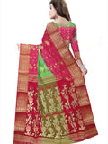 Pradip Fabrics Ethnic Women's Tant Silk green and Red Color Saree