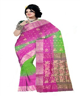 Pradip Fabrics Ethnic Women's Cotton Tant cotton Green & pink Color Saree