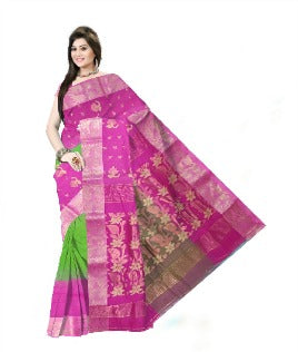 Pradip Fabrics Ethnic Women's Cotton Tant cotton Green & pink Color Saree